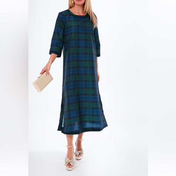 NEW TuckernuckVelvet Trimmed blackwatch Jamie Dress women’s size LXLXXL
